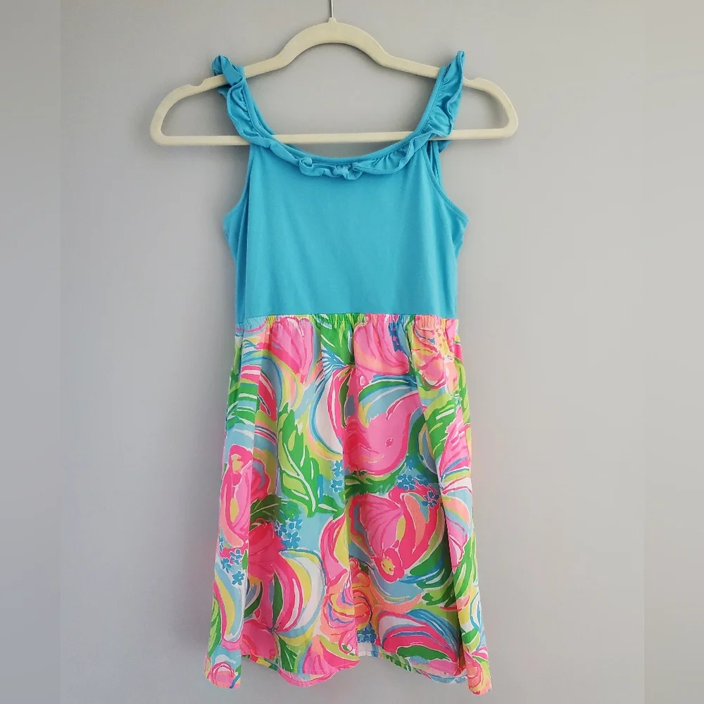 LILLY PULITZER Girls MULTI-COLOR DRESS WITH RUFFLE SIZE XL